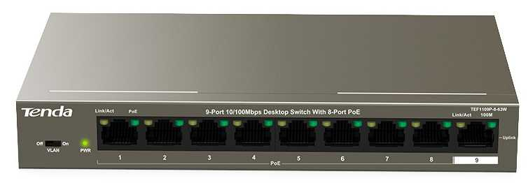 POE комутатор Tenda TEF1109P-8-63W www.bd.in.ua Безпечний Дім