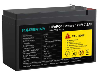 Акумулятор Marsriva MR-LFP12-7-LAR LiFePO4 12.8V 7.2Ah www.bd.in.ua Безпечний Дім