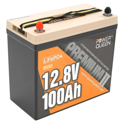 Акумулятор Power Queen LiFePO4 12.8V 100Ah Mini, 1280Wh, BMS 100A, 329*172*214мм www.bd.in.ua Безпечний Дім