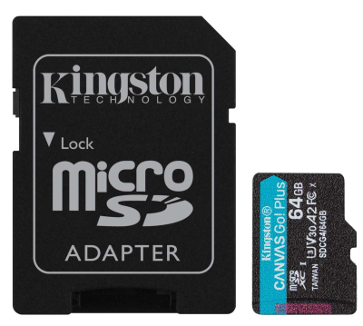 Карта памяті Kingston 64GB microSDXC сlass 10 UHS-I U3 V30 A2 Canvas Go Plus G4 (SDCG4/64GB) www.bd.in.ua Безпечний Дім