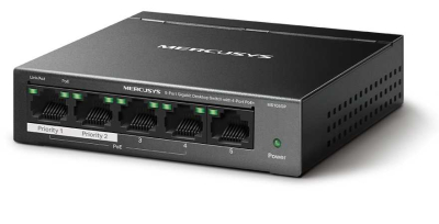POE комутатор Mercusys  MS105GP www.bd.in.ua Безпечний Дім