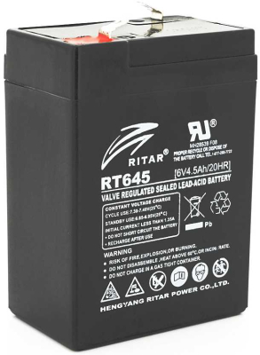 Акумуляторна батарея Ritar 6V 4.5Ah Black (RT645) www.bd.in.ua Безпечний Дім