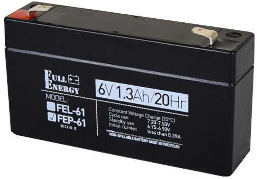 Акумуляторна батарея Full Energy 6V 1.3 Ah AGM (FEP-61) www.bd.in.ua Безпечний Дім