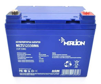 Акумулятор Merlion EURO AGM MLTS12330M6/GP12330M6 12 V 33 Ah (плюсова клема праворуч) www.bd.in.ua Безпечний Дім