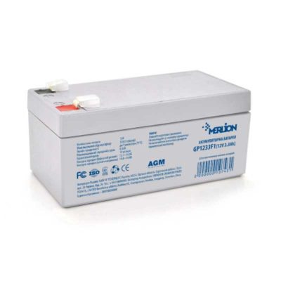 Акумуляторна батарея Merlion AGM GP1233F1 12V 3,3Ah (000025581) www.bd.in.ua Безпечний Дім