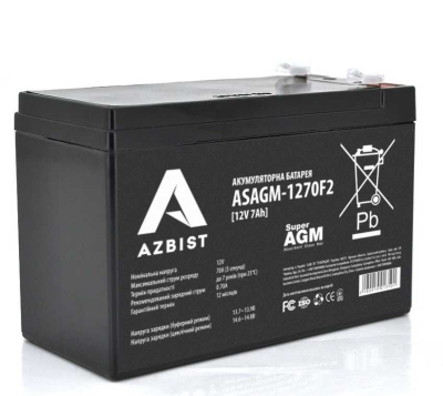 Акумуляторна батарея AZBIST  ASAGM-1270F2 Super AGM, 12V 7.0Ah www.bd.in.ua Безпечний Дім