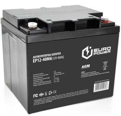 Акумуляторна батарея Europower AGM EP12-40M6 12 V 40Ah www.bd.in.ua Безпечний Дім