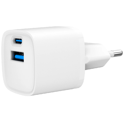 Мережевий адаптер Gembird TA-UC-PDQC20-W-01 1 USB-A + 1 Type-C (PD20Вт + QC3.0 18Вт) www.bd.in.ua Безпечний Дім