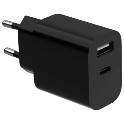 Мережевий адаптер Gembird TA-UC-2AC12-01-BK 1xUSB-A+1xUSB-C 5V/2.4A 12W www.bd.in.ua Безпечний Дім