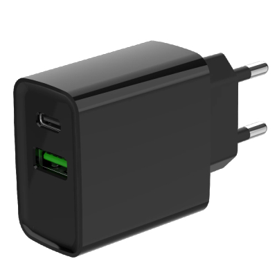 Мережевий адаптер Gembird TA-UC-PDQC20-01-BK 1 USB-A + 1 Type-C (PD20Вт + QC3.0 18Вт) www.bd.in.ua Безпечний Дім