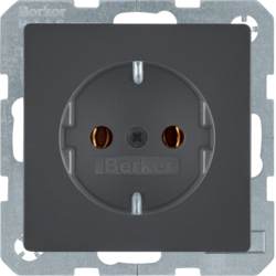 Розетка Hager Berker з з/к, 16А/250В, антрацит, Q.х (black) 47436086 www.bd.in.ua Безпечний Дім