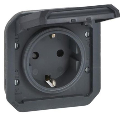 Розетка Legrand 2К+З з гвинтовими клемами механізм, колір Антрацит 069839L www.bd.in.ua Безпечний Дім