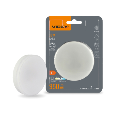 LED лампа VIDEX GX53D 10W 4100K 220V димерна www.bd.in.ua Безпечний Дім