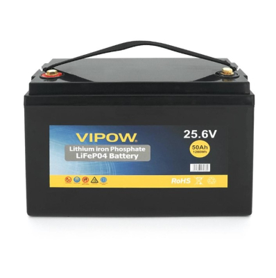 Акумуляторна батарея Vipow LiFePO4 25,6V 50Ah з вбудованою ВМS платою 40A www.bd.in.ua Безпечний Дім