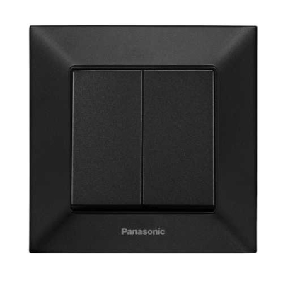 Вимикач Panasonic Arkedia Slim двоклавішний, швидкий монтаж, чорний www.bd.in.ua Безпечний Дім