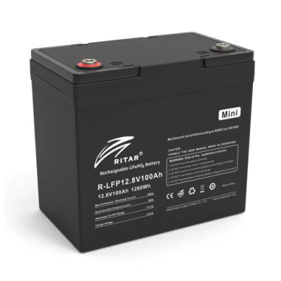 Акумуляторна батарея Ritar LiFePO4 12,8V 100Ah mini, 1280Wh BMS50@4S www.bd.in.ua Безпечний Дім