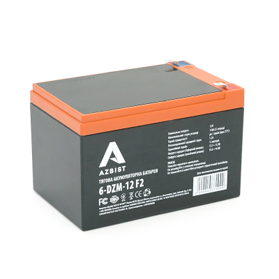Акумуляторна батарея AZBIST  Тягова AGM 6-DZM-12, 12V 12Ah F2 (151х98х101 мм) Black Q3 www.bd.in.ua Безпечний Дім