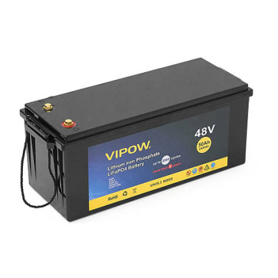 Акумуляторна батарея Vipow 51,2V 50Ah з вбудованою ВМS платою 40A, 48V (520x269x220) www.bd.in.ua Безпечний Дім