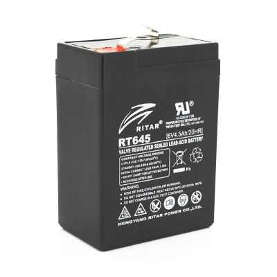 Акумуляторна батарея Ritar RT645, Black Case, 6V 4.5Ah ( 70х47х99 (105) ) Q20 www.bd.in.ua Безпечний Дім
