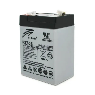 Акумуляторна батарея Ritar RT655, Gray Case, 6V 5.5Ah (70х47х99 (105)) Q20 www.bd.in.ua Безпечний Дім