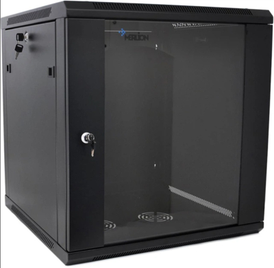 Шафа Merlion 22U, 600*600*1081mm (Ш*Г*В)мм загартоване скло, чорна, сталь 1,2мм із замком (у розібраному вигляді!!!) www.bd.in.ua Безпечний Дім