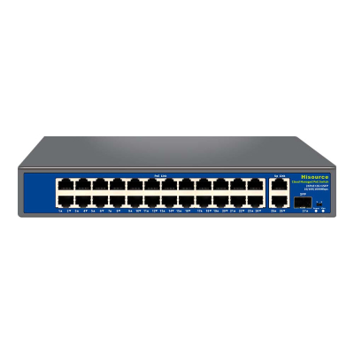 POE комутатор Hisource Керований 27-портовий  Hi-S21-24GP2G1S з 24 портами PoE www.bd.in.ua Безпечний Дім