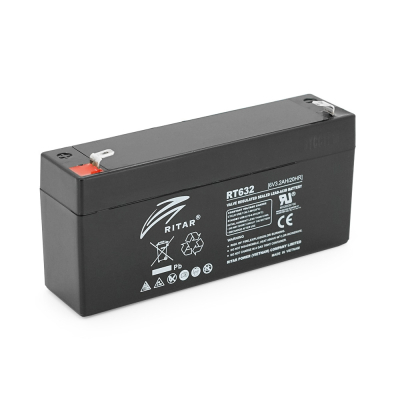 Акумуляторна батарея Ritar AGM RT632, Gray / Black Case, 6V 3.2Ah ( 134х35х60 (66) ) Q10 www.bd.in.ua Безпечний Дім