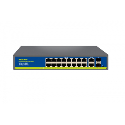 POE комутатор Hisource Hi-S22-16GP2G2S з 16 портами PoE www.bd.in.ua Безпечний Дім