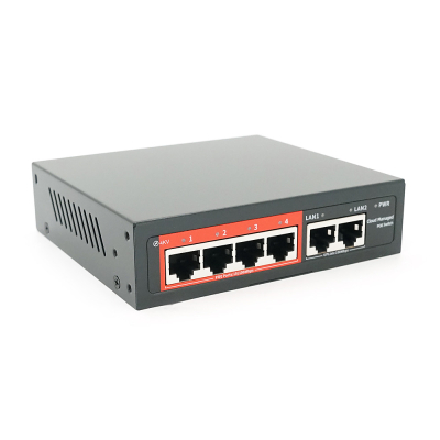 POE комутатор Yoso 4-портовий керований YO204D -52 з 4 портами POE 100Мбіт + 2 UP-Link 100Мбіт 52V / 52W. APP-Amitres www.bd.in.ua Безпечний Дім