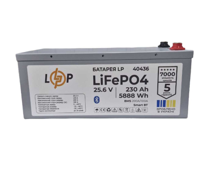 Акумулятор LogicPower LP LiFePO4 25,6V - 230 Ah (5888Wh) (BMS 200A/100А) метал Smart BT www.bd.in.ua Безпечний Дім