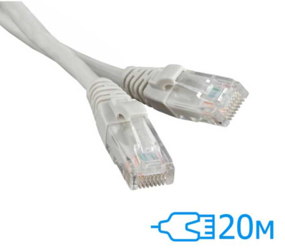 Патч-корд E-server 20м UTP Cat.5e литий сірий RJ45, CU (CAT.5E UTP CORD-20M-GRY) www.bd.in.ua Безпечний Дім