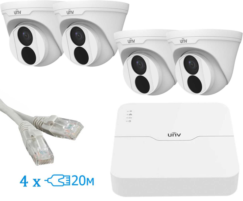 Комплект відеоспостереження Uniview IP 4TURRET