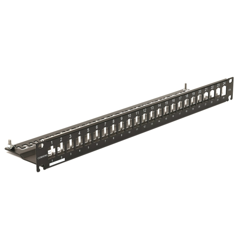 Патч панель Corning для 24 модулів Keystone 19’’, 1U, чорна, MAXCSV-02408-C001