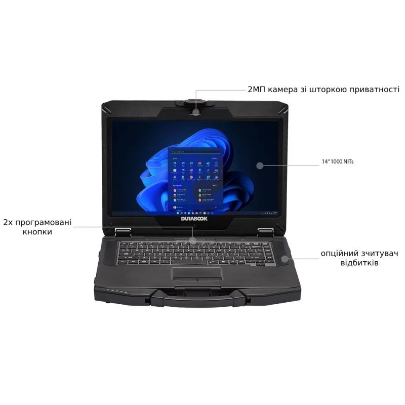 Ноутбук Durabook S14I 14FHD AG/Intel i3-1115G4/4/128F/int/W10P