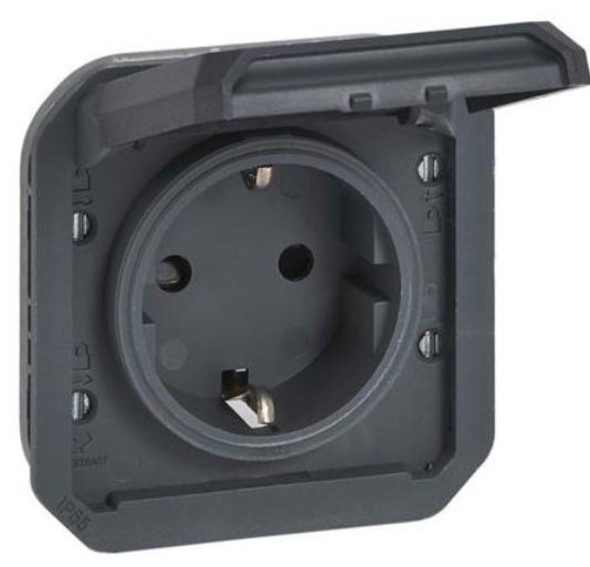 Розетка Legrand 2К+З з гвинтовими клемами механізм, колір Антрацит 069839L