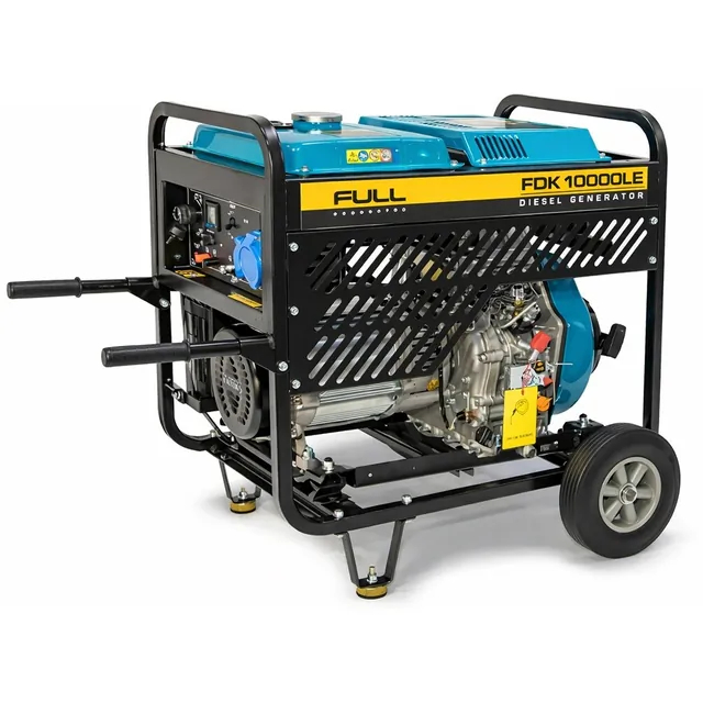 Дизельний генератор FULL Generator FDK10000SC, 1-фазний 230V, 50Hz, 9.4kVA / 7.5kW, бак 30 л, витрата 2 л / год, ручний / стартер (без АКБ), 900х520х700 мм, 170 кг