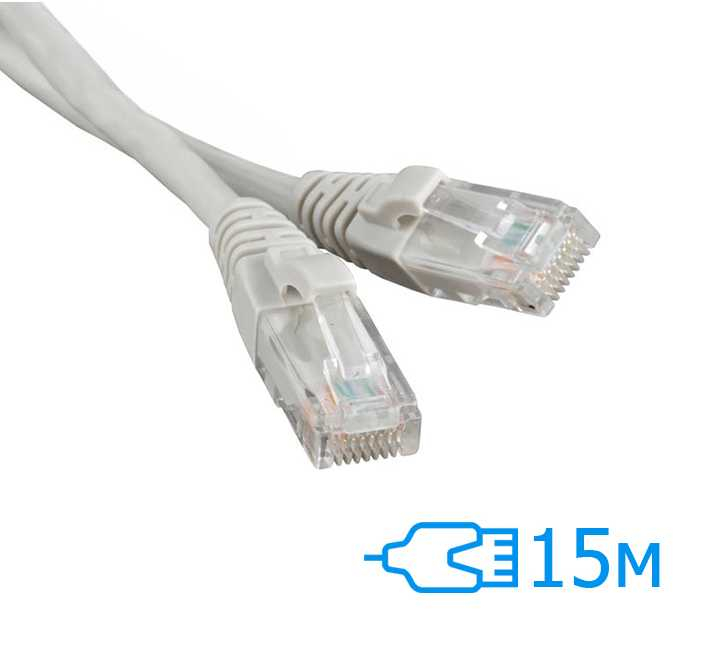 Патч-корд E-server 15м UTP Cat.5e литий сірий RJ45, CU (CAT.5E UTP CORD-15M-GRY)