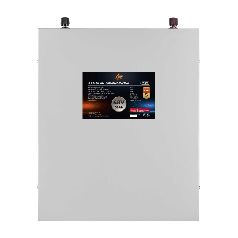 Акумулятор LogicPower LP LiFePO4 48V - 50 Ah (BMS 60A/30А) металл