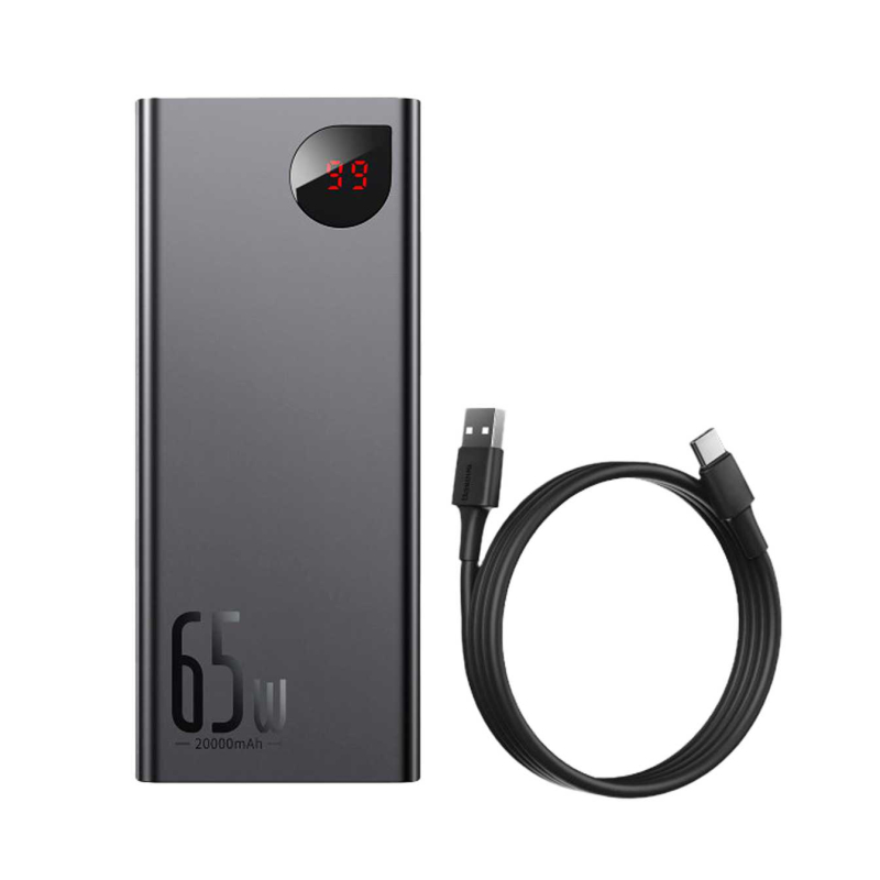 Повербанк Baseus Adaman Metal Digital Display QC 65W 20000mAh Чорний PPIMDA-D01