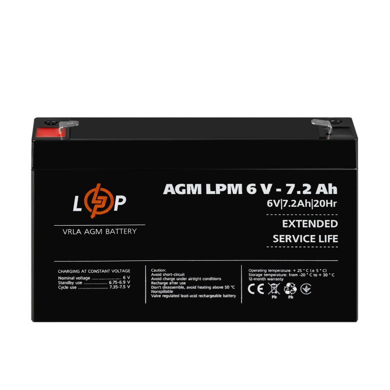 Акумулятор LogicPower AGM LPM 6V - 7.2 Ah