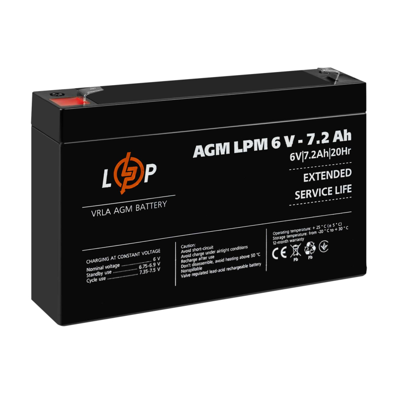 Акумулятор LogicPower AGM LPM 6V - 7.2 Ah