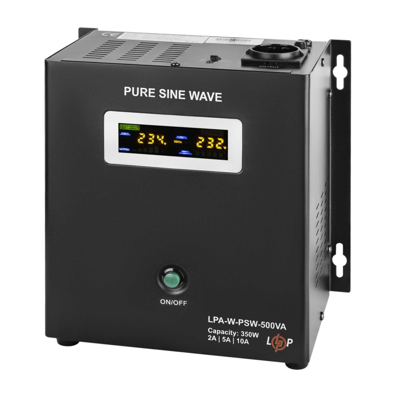 Джерело безперебійного живлення LogicPower з правильною синусоїдою 12V LPA-W-PSW-500VA(350Вт) 2A/5A/10A
