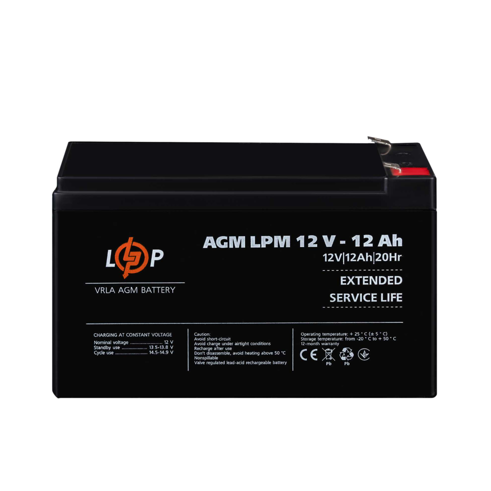 Акумулятор LogicPower AGM LPM 12V - 12 Ah