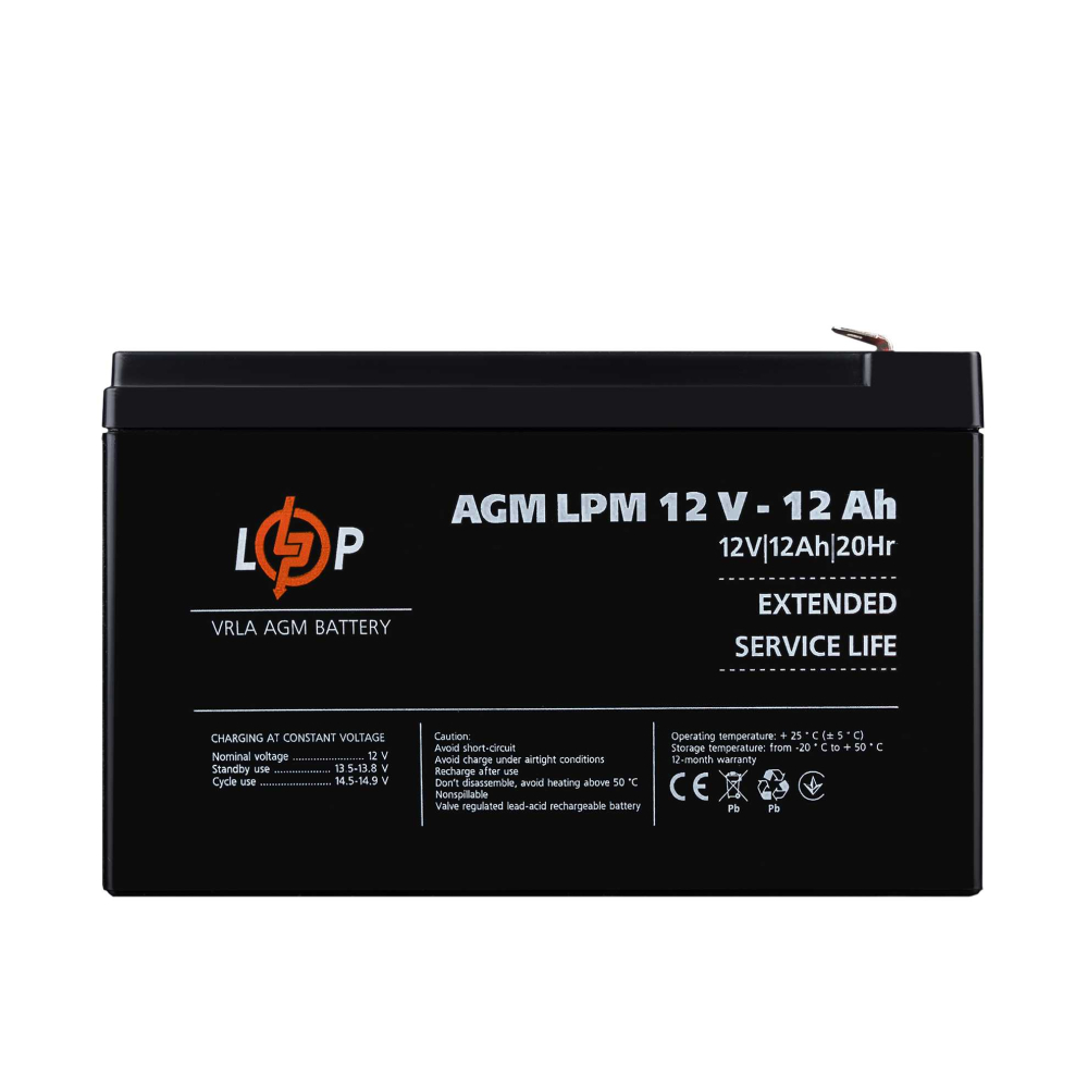 Акумулятор LogicPower AGM LPM 12V - 12 Ah