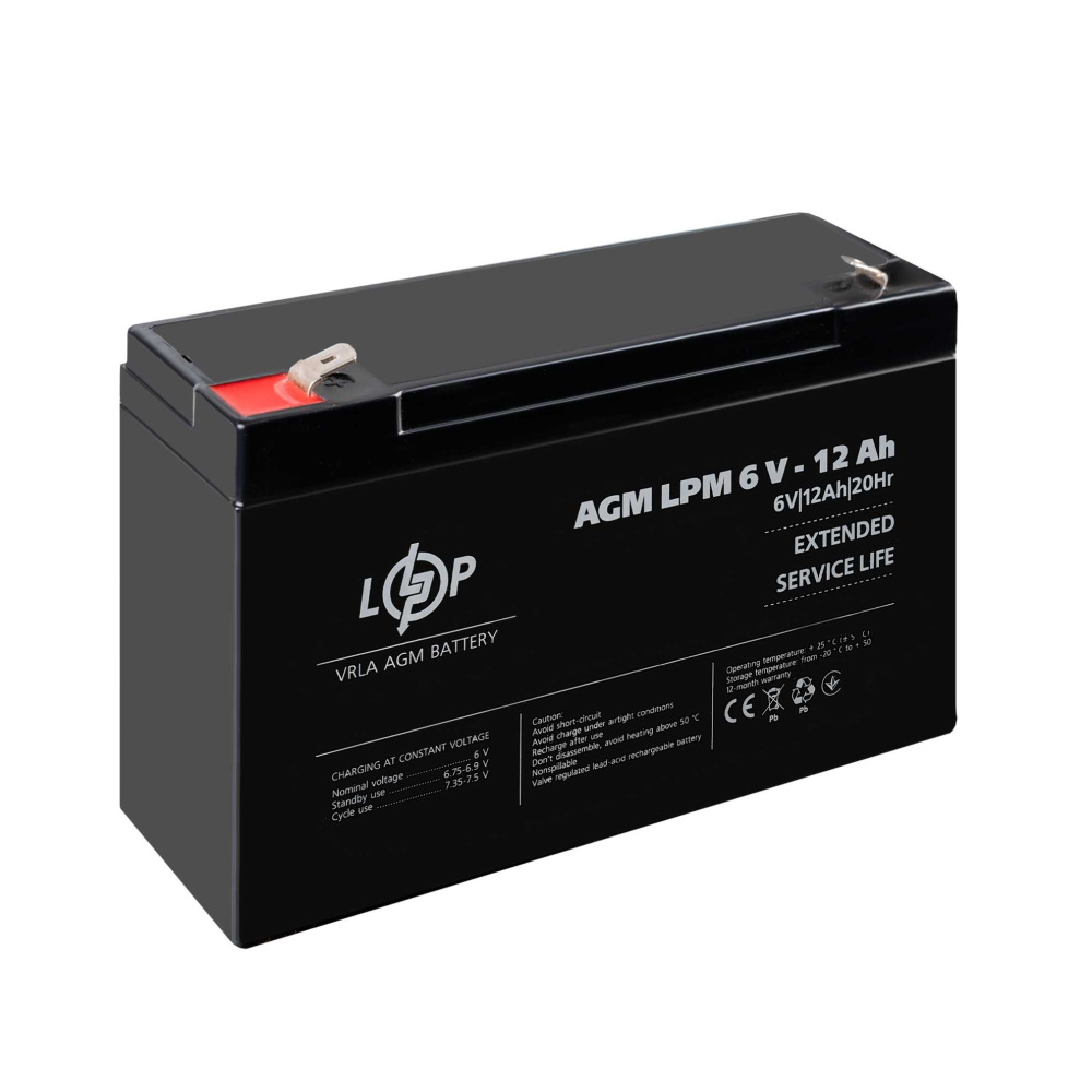 Акумулятор LogicPower AGM LPM 6V - 12 Ah
