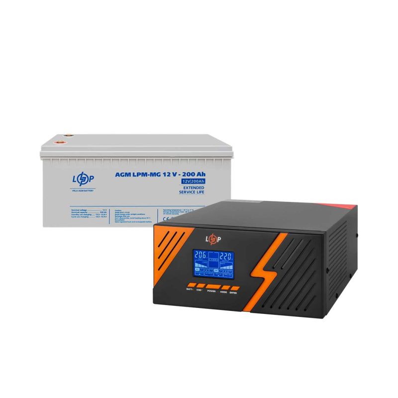 Комплект резервного живлення LogicPower ДБЖ + мультигелева батарея UPS B1500 + АКБ MG 2400W