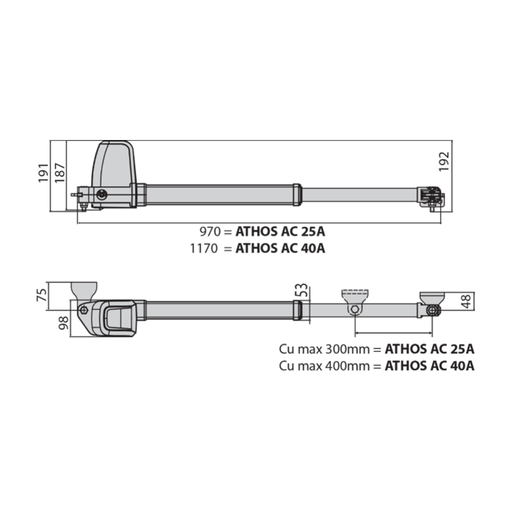Автоматика для розпашних воріт BFT Комплект приводів ATHOS AC A40 BASE KIT
