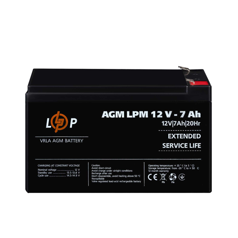 Акумулятор LogicPower AGM LPM 12V - 7 Ah
