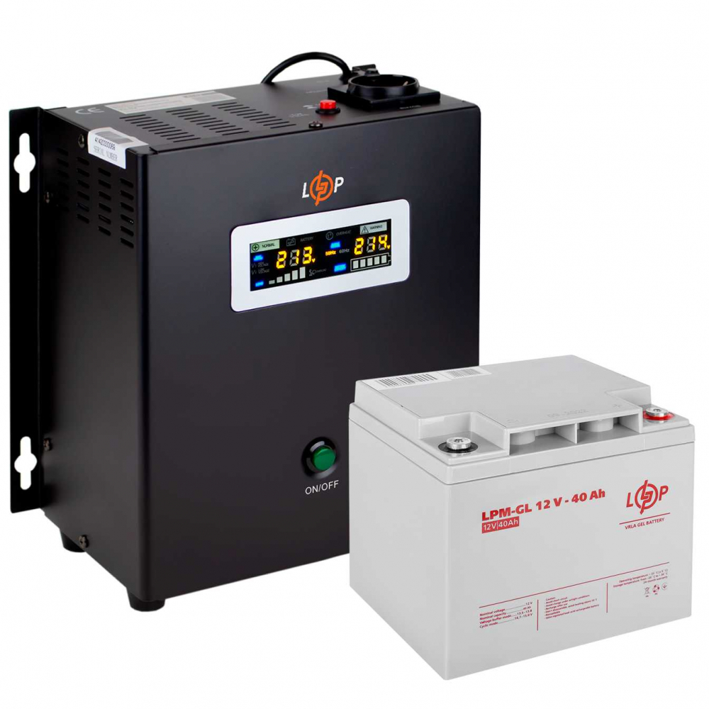 Комплект резервного живлення LogicPower ДБЖ W500 + гелева батарея 520W