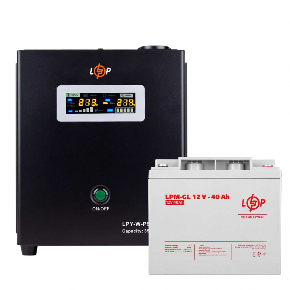 Комплект резервного живлення LogicPower ДБЖ W500 + гелева батарея 520W